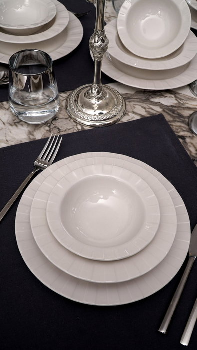 Hermia Juego de Cena Zumrut de 18 Piezas Blanco